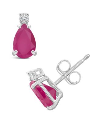 Sapphire (1-7/8 ct. t.w.) & Diamond Accent Stud Earrings in 14k White Gold (Also in Emerald & Ruby)