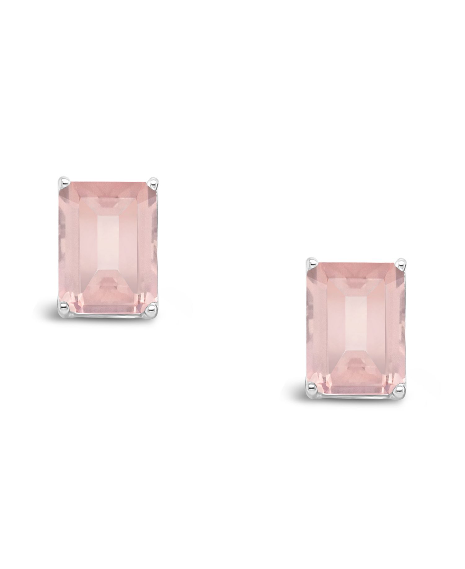 Rose Quartz (3-1/8 ct. t.w.) Stud Earrings in Sterling Silver.