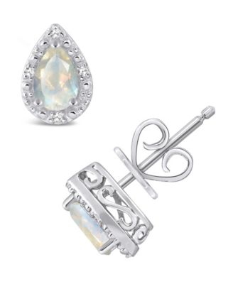 Gemstone and Diamond Accent Stud Earrings in Sterling Silver