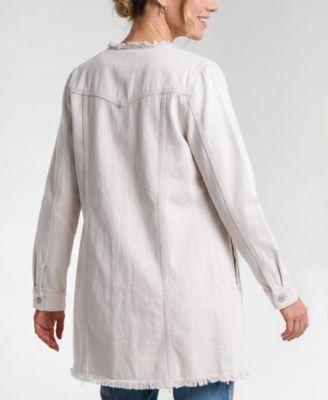 liverpool los angeles denim dress Liverpool Los Angeles Women's Chambray Frayed-Trim Maxi Dress