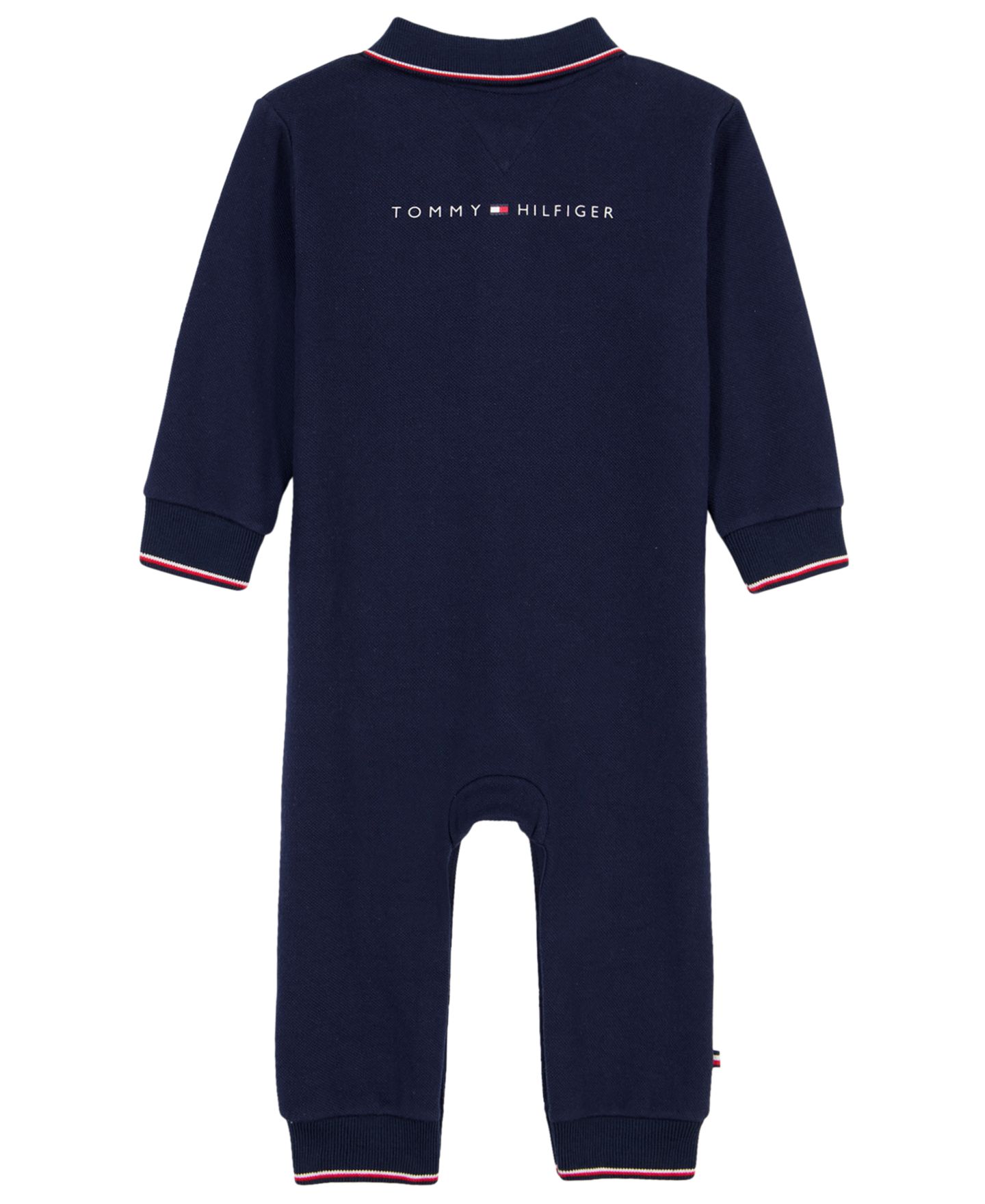 Детский вязаный комбинезон Tommy Hilfiger с воротником и планкой на флисовой подкладке, цвет: Тёмно-синий — фото 2