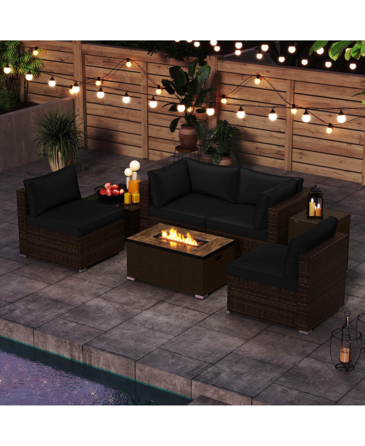 Costway Pieces Outdoor Furniture Set with Fire Pit Table and Propane Tank Cover