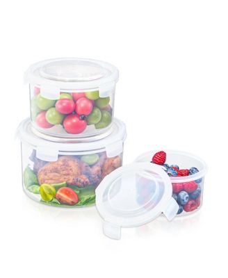 3 Pack Clear Stackable Food Storage Bowls with Airtight Lids for Pantry, Fridge, Mealprep and More