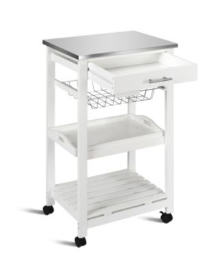 Rolling Kitchen Island Cart with Stainless Steel Top