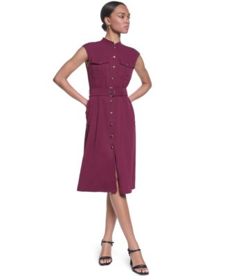 Women's Mock-Neck Shirt-Dress