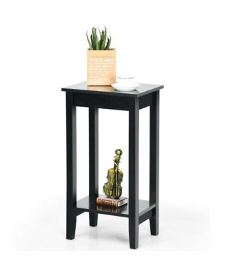 2-Tier Nightstand End Side Table Coffee Table Wooden Legs Bedroom