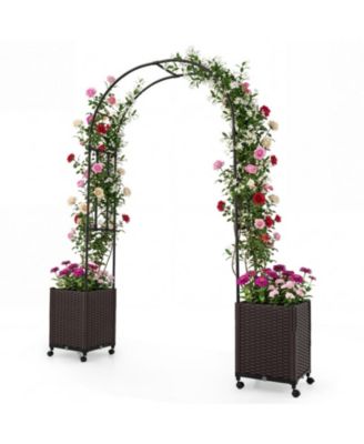 91 in Garden Arch Trellis with 2 Self-Watering Planter Boxes