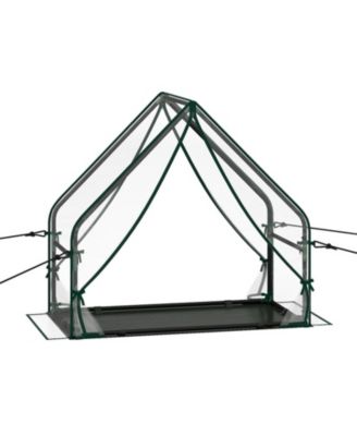Mini Greenhouse Metal Frame with Waterproof Bottom Mat and Wind Ropes