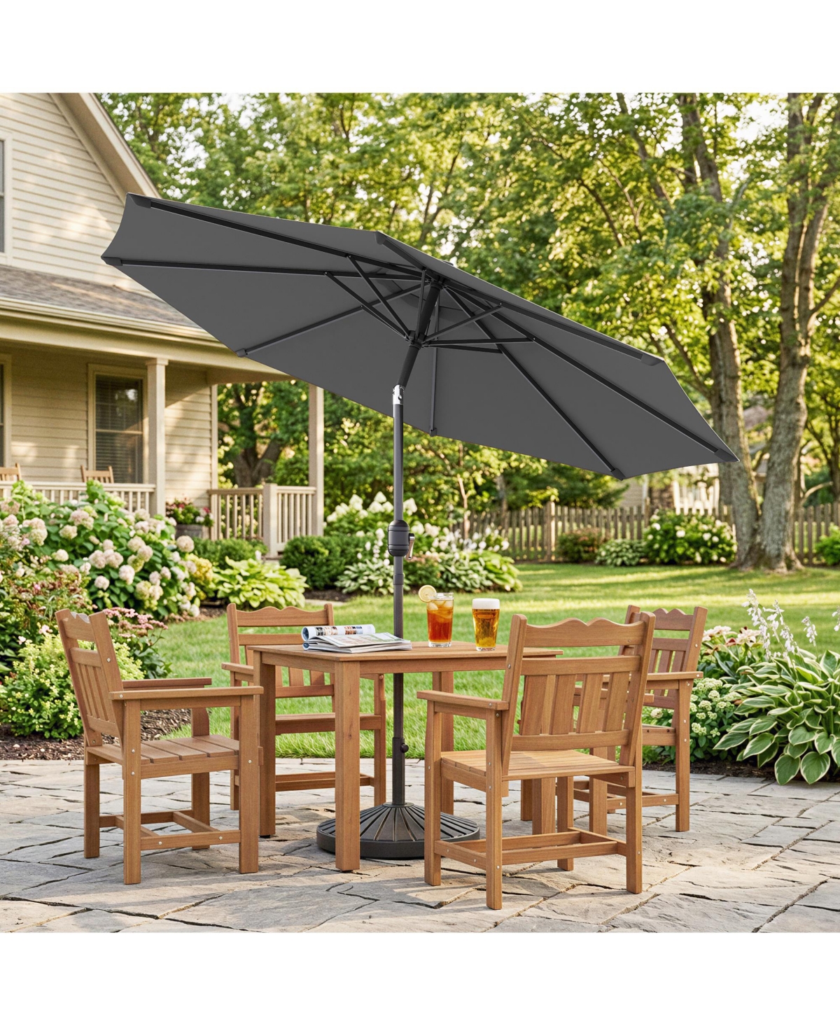 Sonkuki Enhance Your Outdoor Oasis With 9Feet Round Patio Umbrella - Stylish, Durable, And Sun-Protective