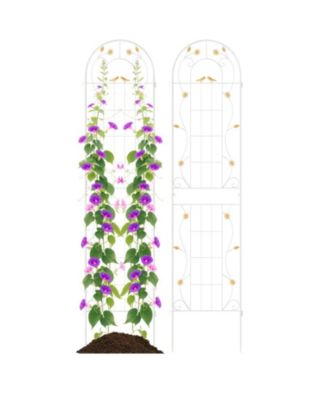 Set of 2 Metal Garden Trellis 86.5 x 20 in with Decorative Bird Pattern