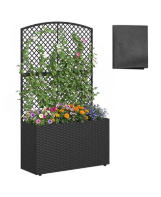 49-Inch Raised Garden Bed with Wicker Trellis Planter Box