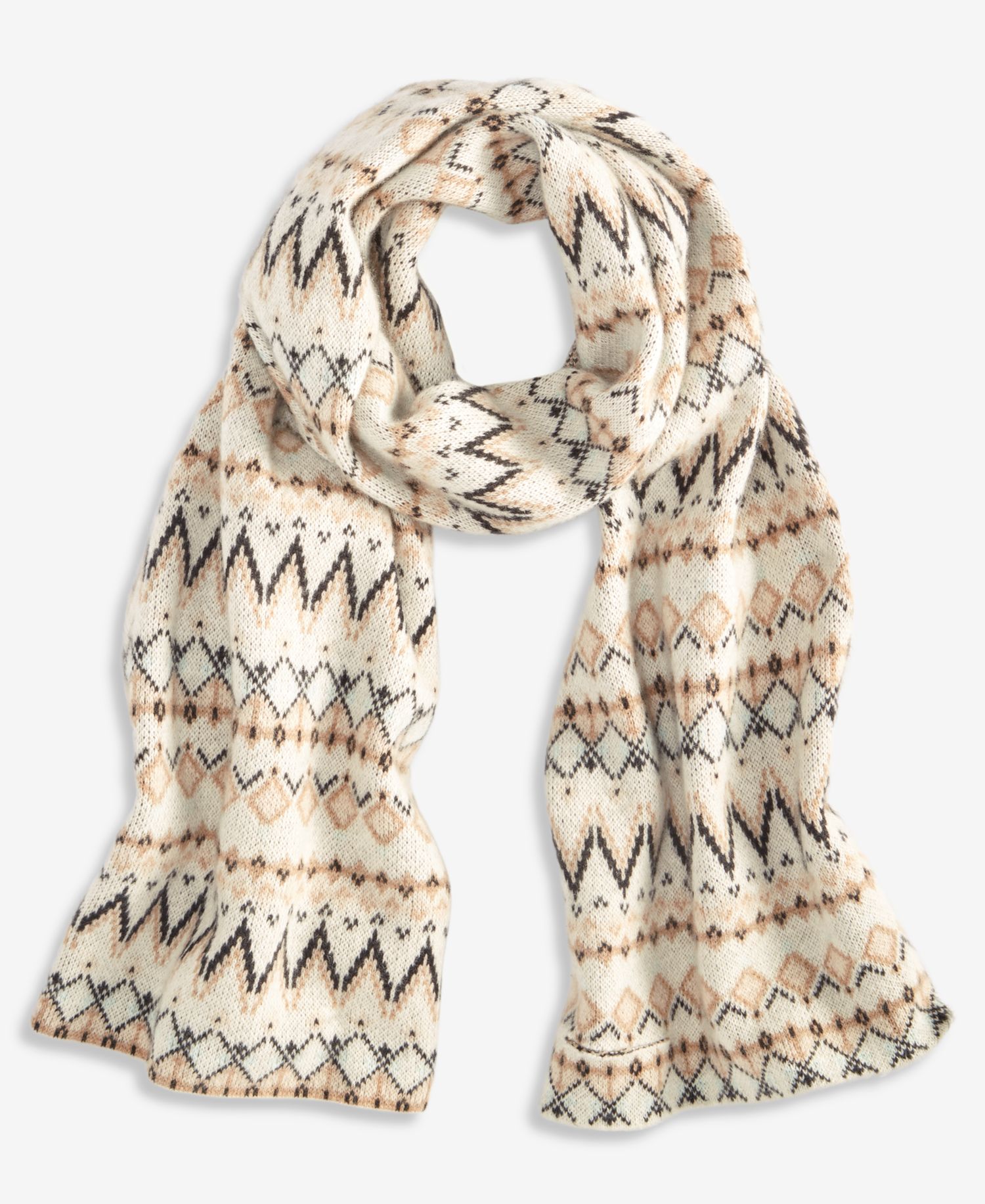 Fair Isle Cashmere Ribbed Muffler