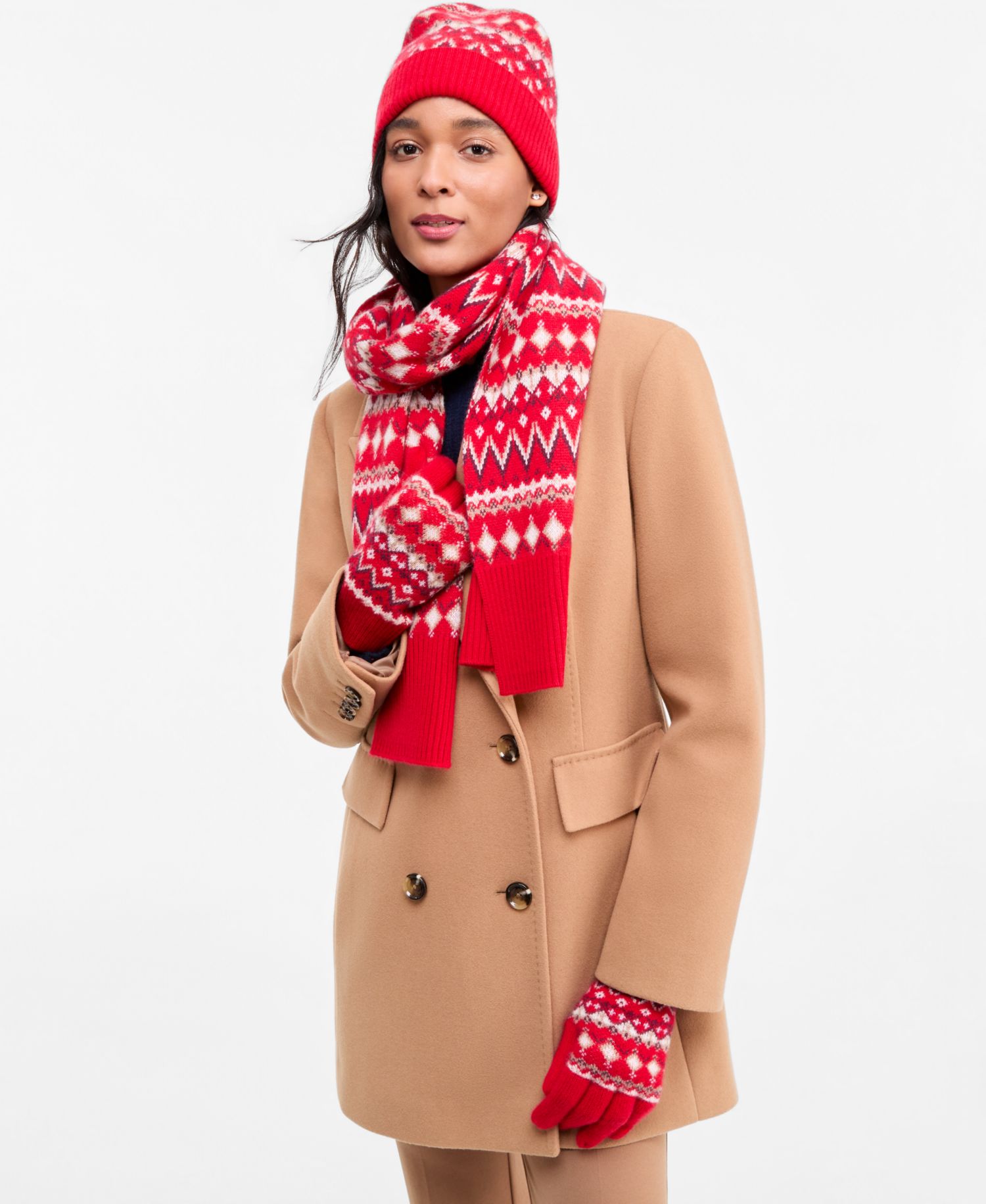 Cashmere Hat, Gloves & Scarf Fair Isle Boxed Gift Set