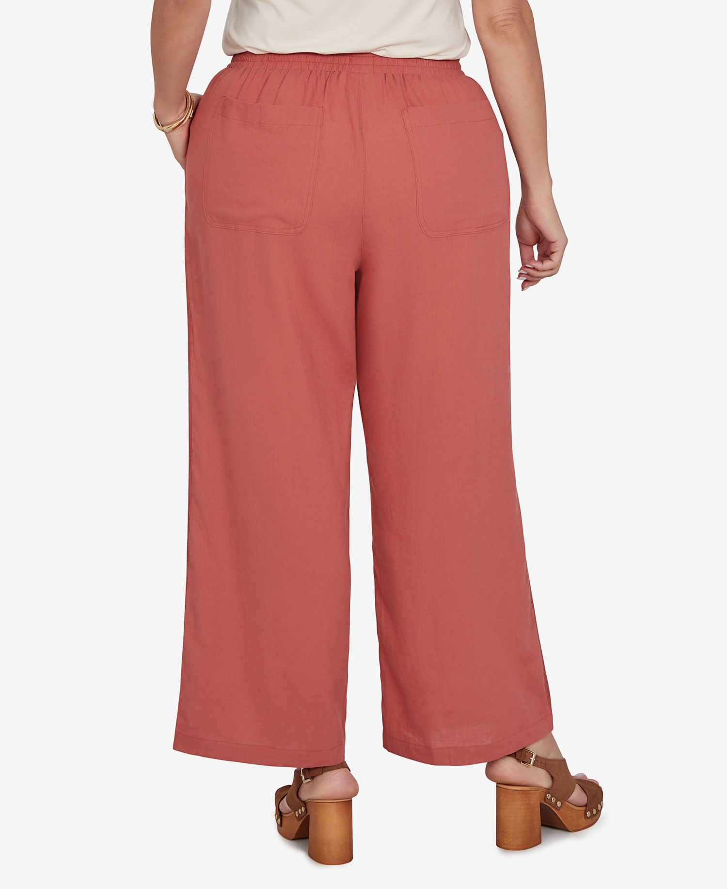 Plus Size Lace Trim Lightweight Pull-On Pants