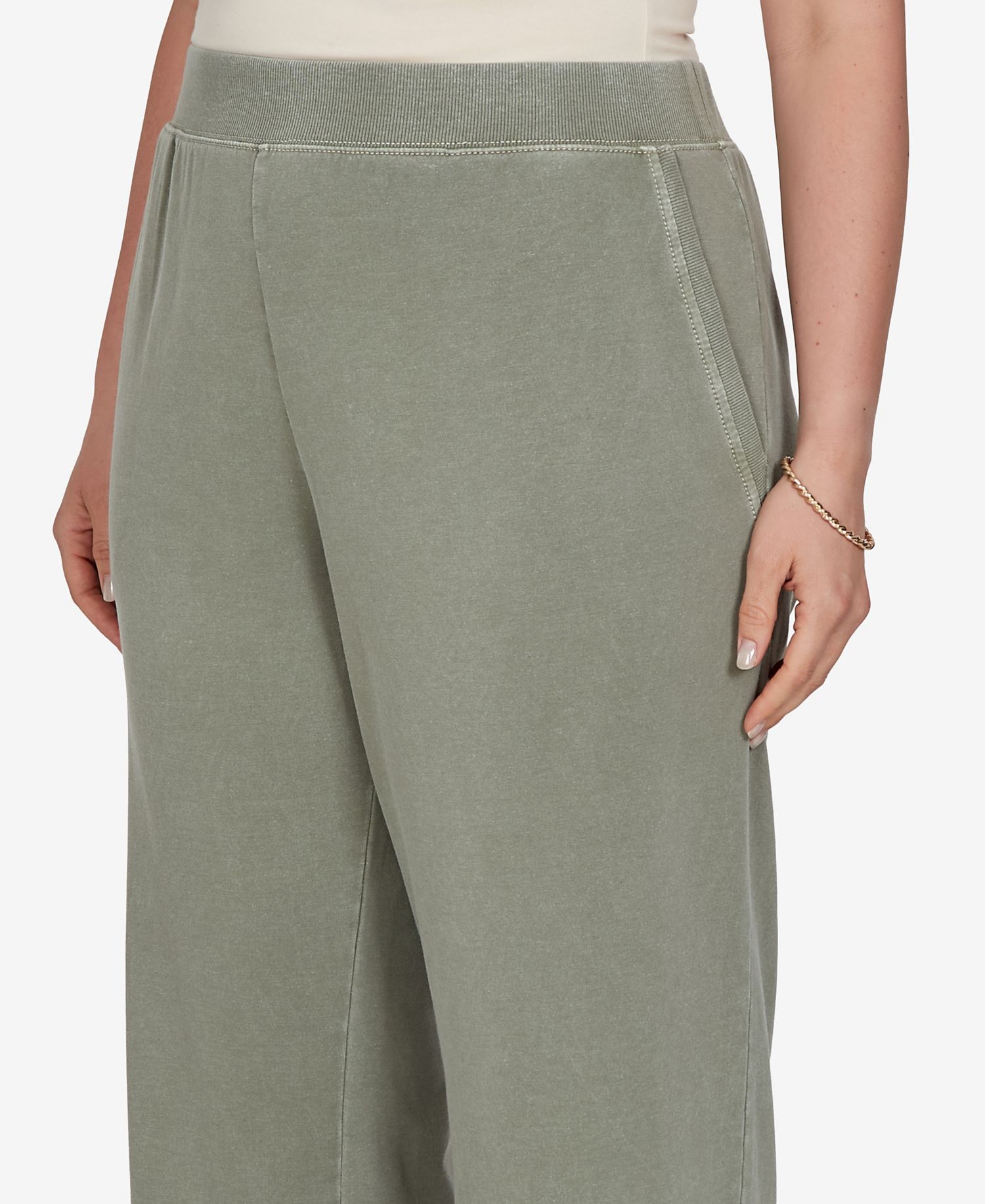 Plus Size Snow Wash Elastic Waistband Pants