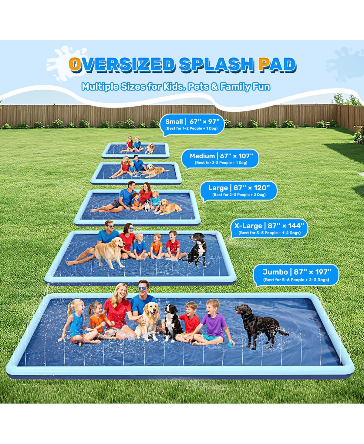 Aofar Dog Splash Pad Non-slip Sprinkler Pool Outdoor