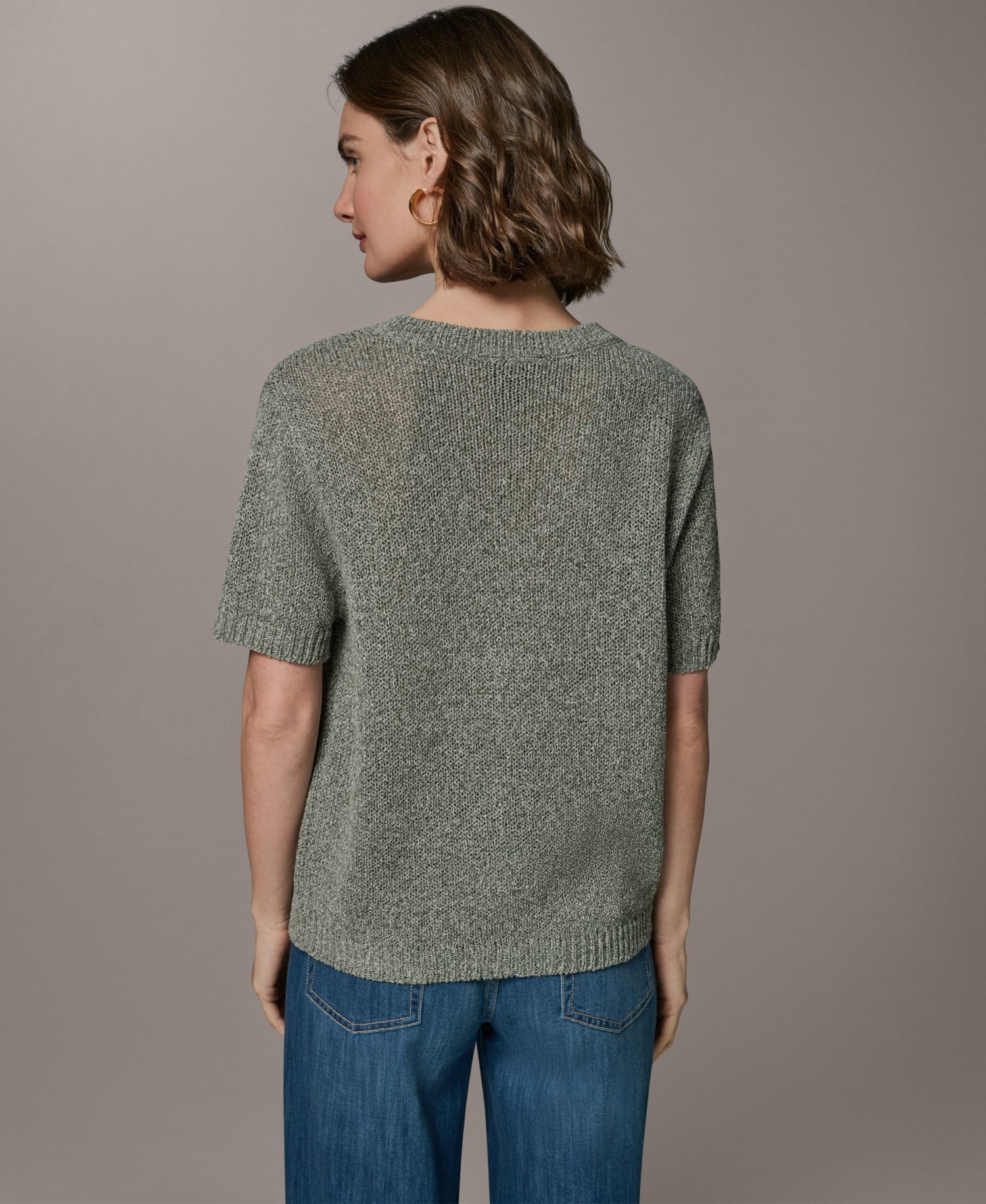 Women's Short-Sleeve V-Neck Sweater