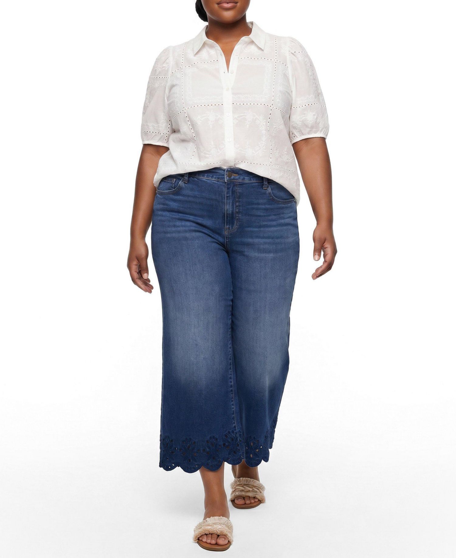 Plus Size Belle Isle Eyelet Button Down Shirt