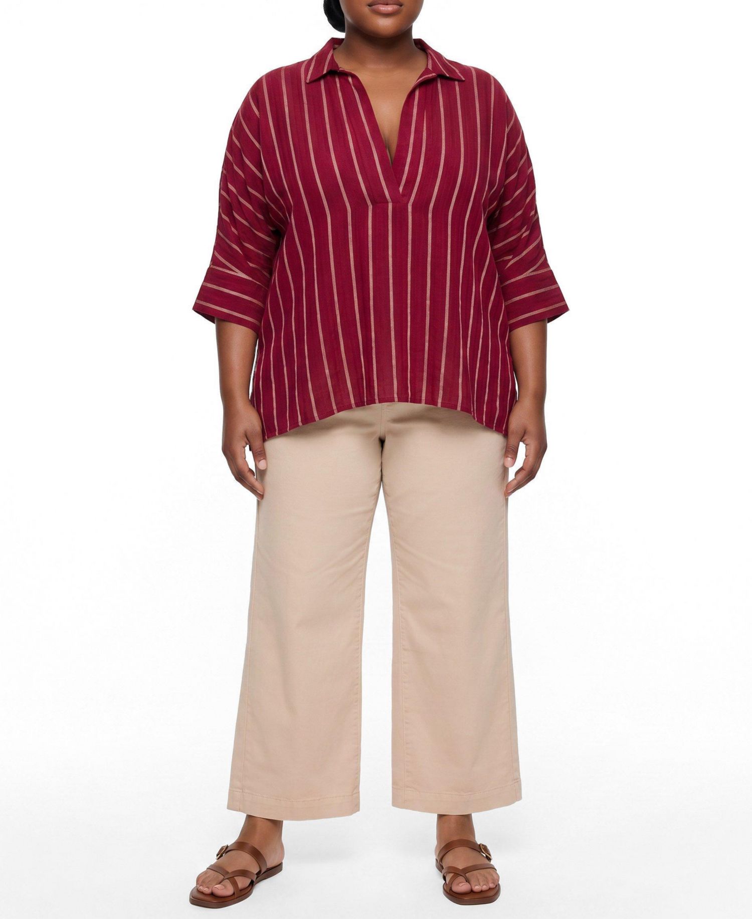 Plus Size Belle Isle Cotton Linen Popover Tunic