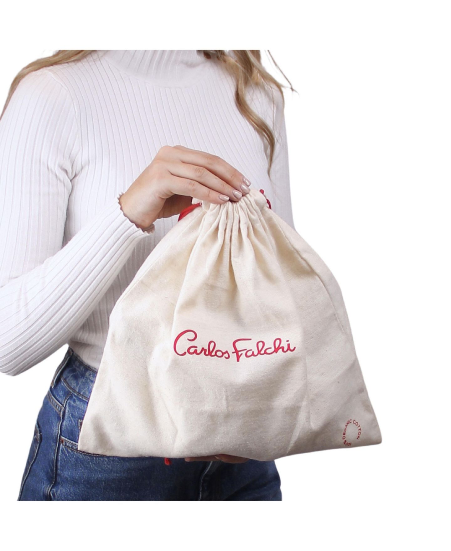 Сумка Carlos Falchi Mini Bucket Leather Pouch, цвет: Чёрный белый — фото 5