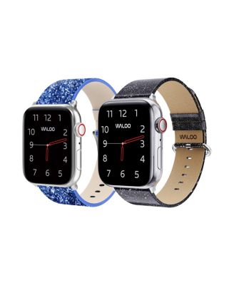 2 Pack Leather Bling & Shiny Brilliance Replacement Band for Apple Watch