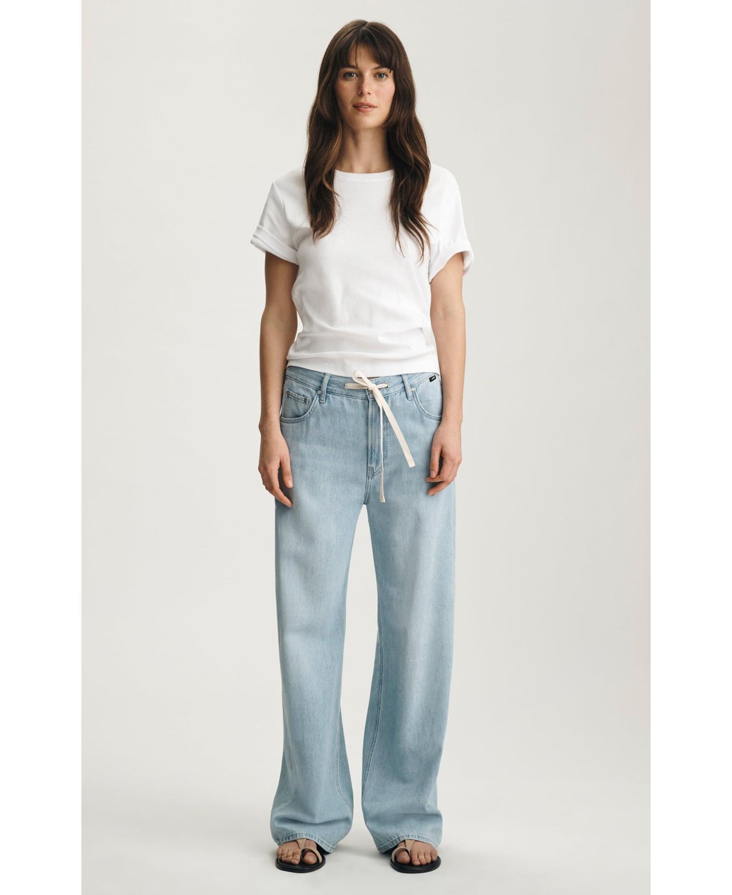 Women's Nella Adjustable Drawstring Wide Leg In Bleached Well Blue