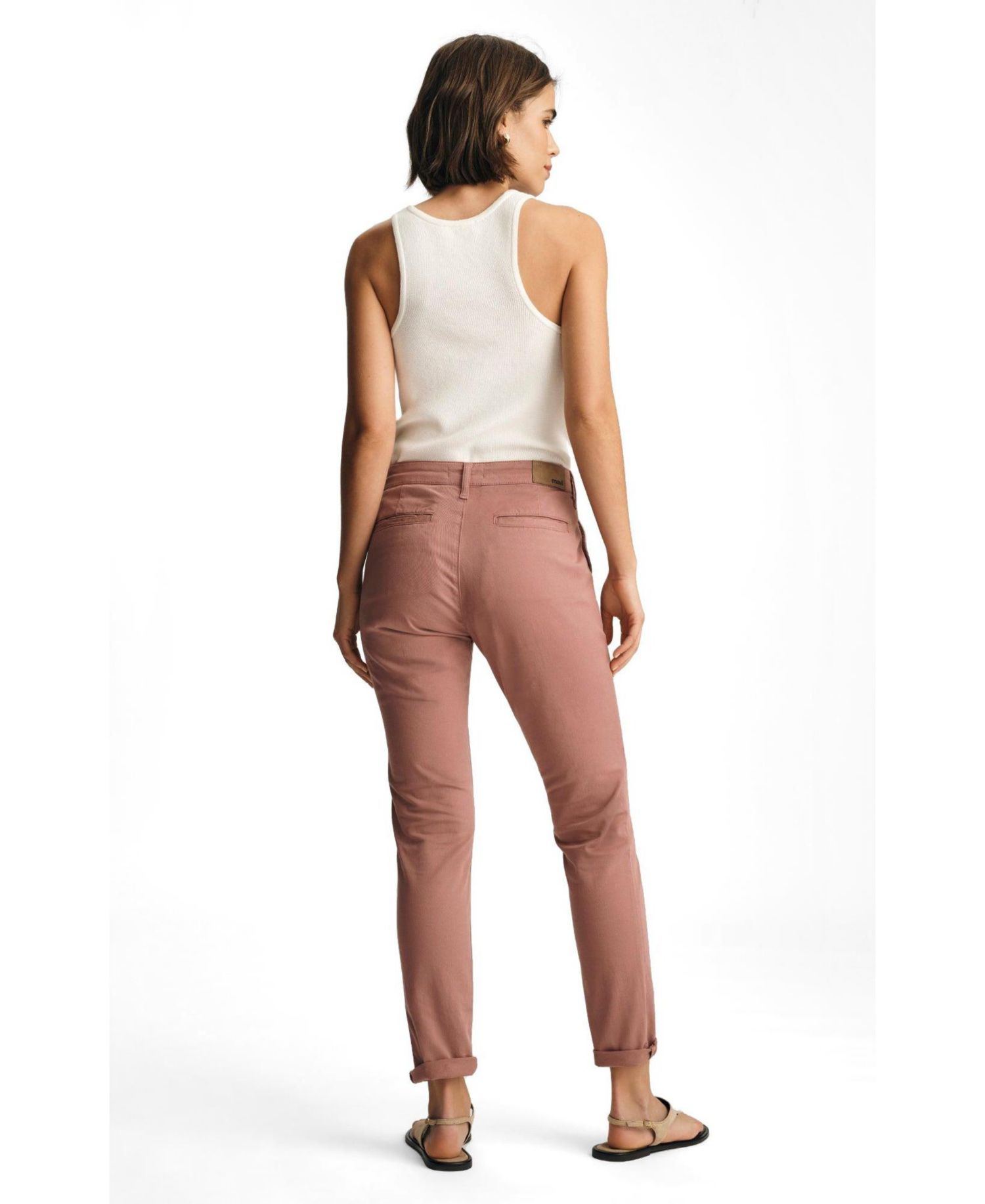 Women's Kathleen Mid Rise Boyfriend In Chino Old Magenta Twill