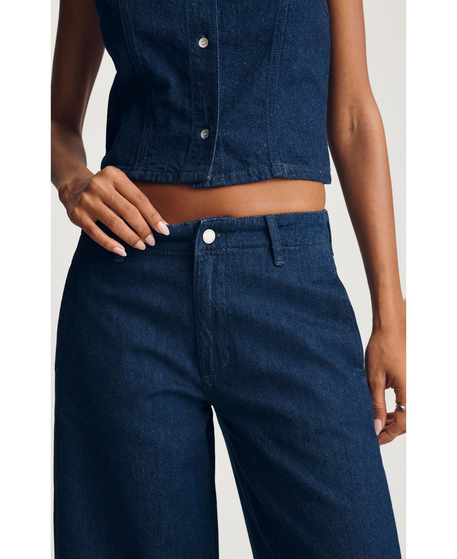 Women's Siena High Rise Wide Leg In Chino Dark Linen Denim