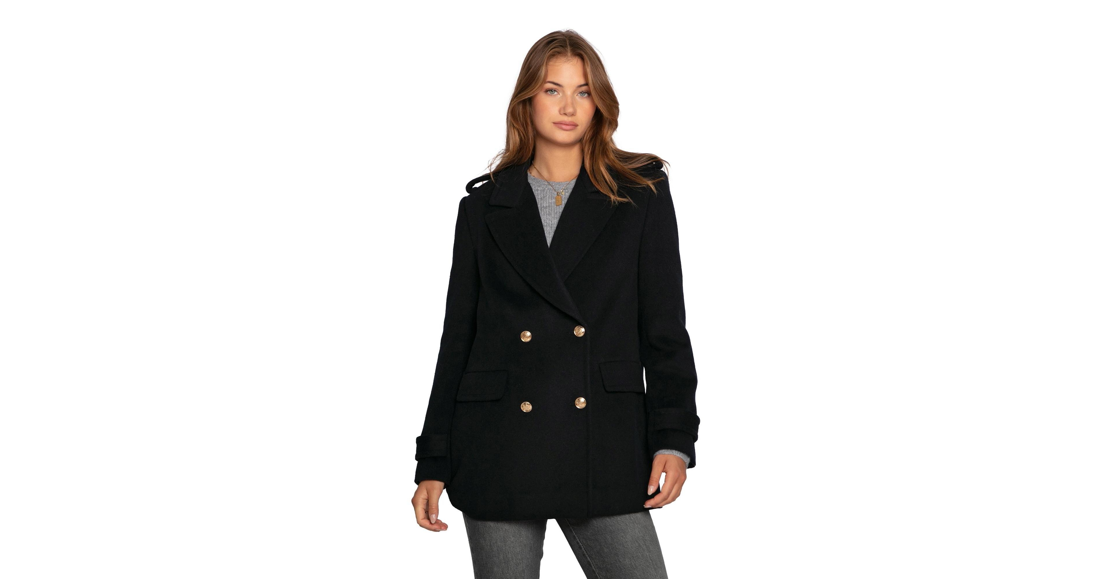 belle & bloom Women's Harbour Military Wool Blend Pea Coat
