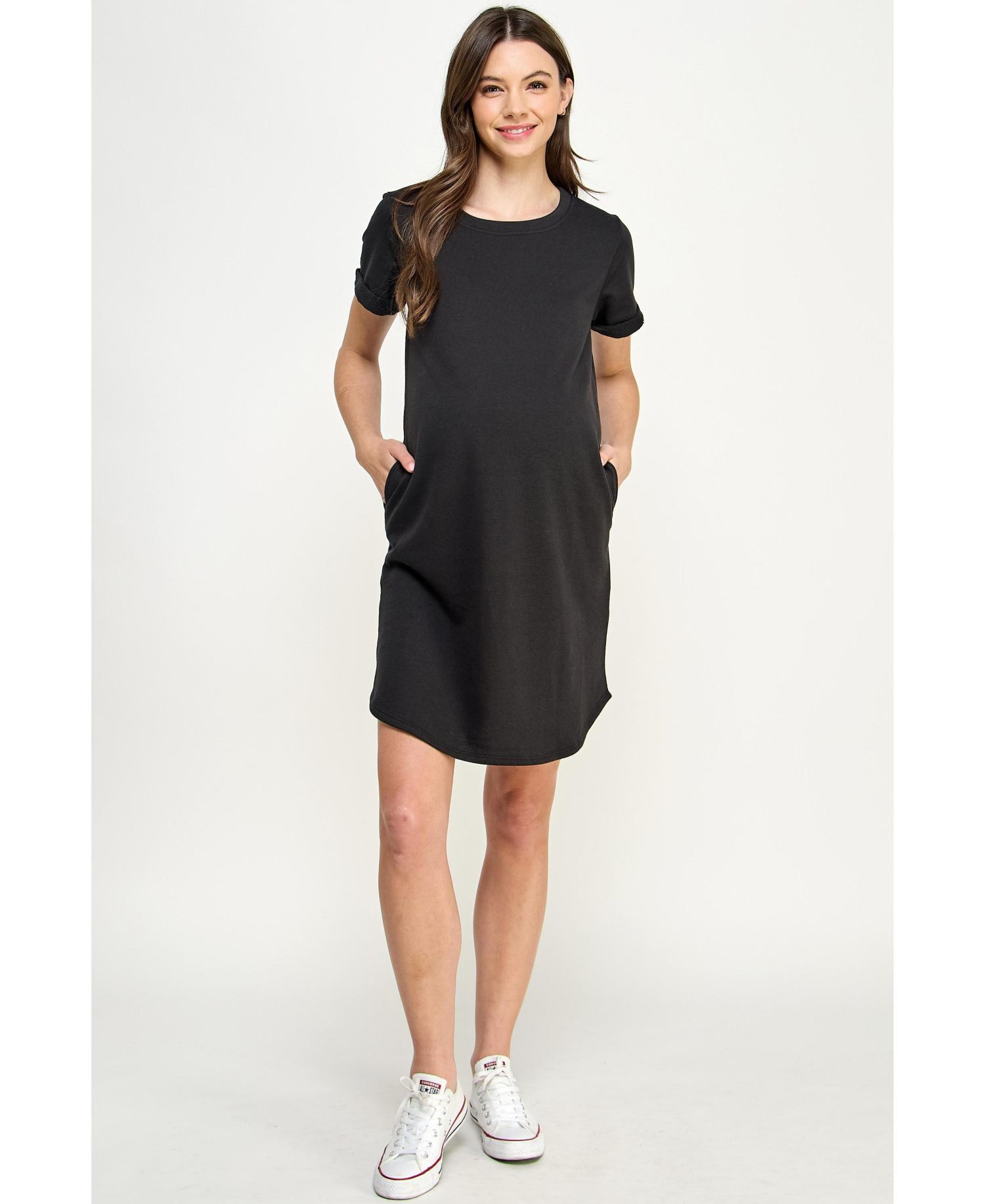 Women's Short Sleeve T-Shirt Dress with Pockets
