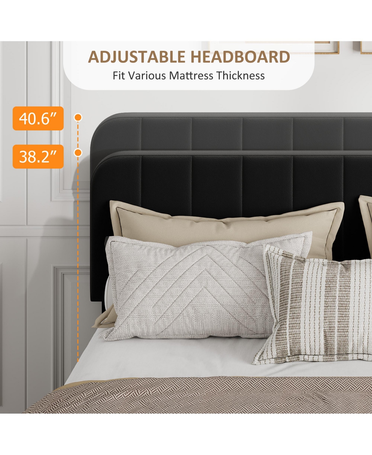 homfan Velvet Platform Bed Frame Channel Tufted Wingback Headboard Upholstered Wood Slats No Box Spring