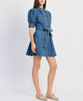 blue short flowy dress girlhood sleeve with positive affirmation pennants. Peter Pan collar, full skirt & keyhole tie at back of neck. Size 4/5T A Line 2 Haloumoning Girls Ruffle Short Sleeve