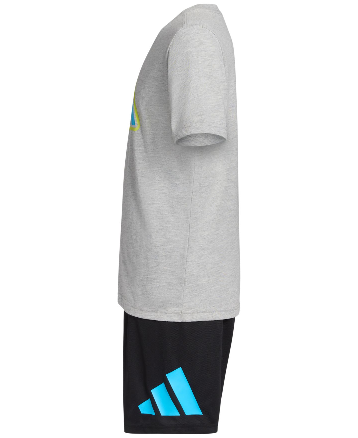 Детский комплект adidas: футболка и шорты, 8-16 лет, 2 предмета, цвет: Серый меланжевый — фото 4