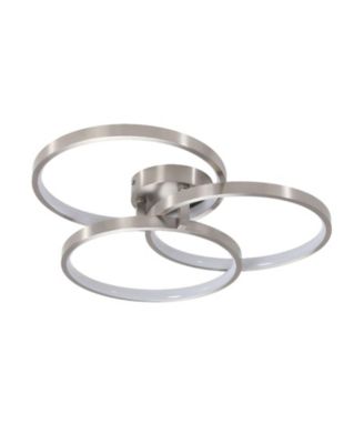 20" Modern LED Ceiling Light Fixture - Circular 3-Ring Design, Dimmable, Contemporary Brushed Nickel Finish for Living Room, Bedroom and Office