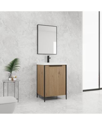 Modern Freestanding Bathroom Vanity with Resin Sink, Soft Close Door, Adjustable Shelf, Plywood Cabinet, 24/30/35/47 Inch Sizes