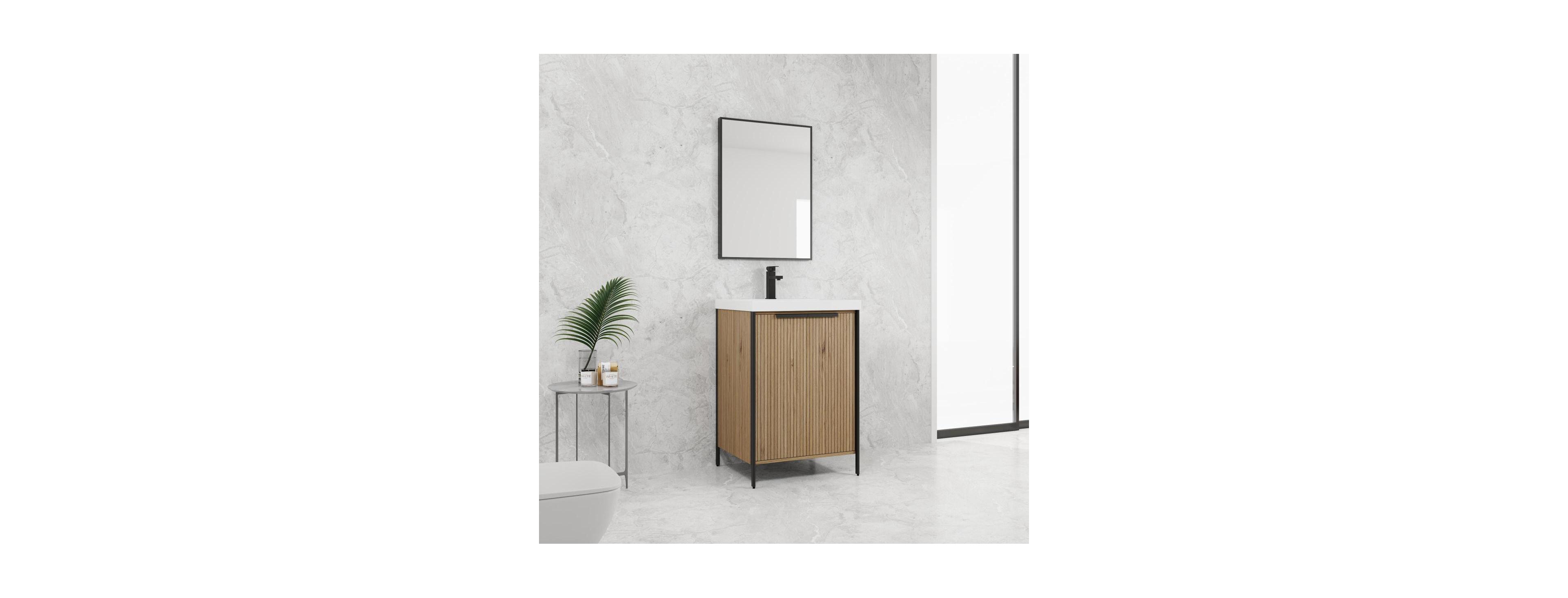 Sillysis Modern Freestanding Bathroom Vanity with Resin Sink, Soft Close Door, Adjustable Shelf, Plywood Cabinet