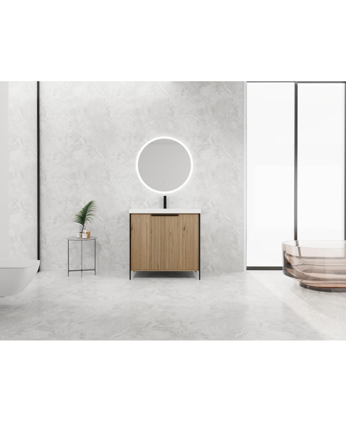 Sillysis Modern Freestanding Bathroom Vanity with Resin Sink, Soft Close Door, Adjustable Shelf, Plywood Cabinet