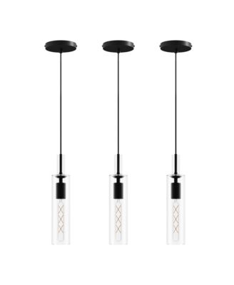3 Pack Pendant Lights Kitchen Island, Adjustable Modern Glass Pendant Light Over Island, Industrial Pendant Light Fixtures for Dining Room