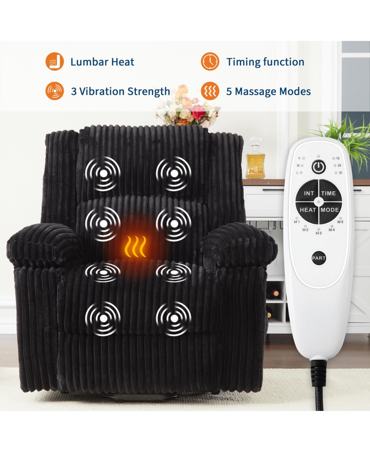 homfan Power Lift Recliner - Heat and Massage, Electric Plush with Padded Seat, Back Armrests, Designed for Elderly