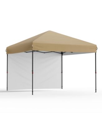 10x10 Pop Up Canopy Tent With 1 Sidewall, One-Button Setup, 3 Height Settings, Roller Bag, Sandbags, Multiple Colors