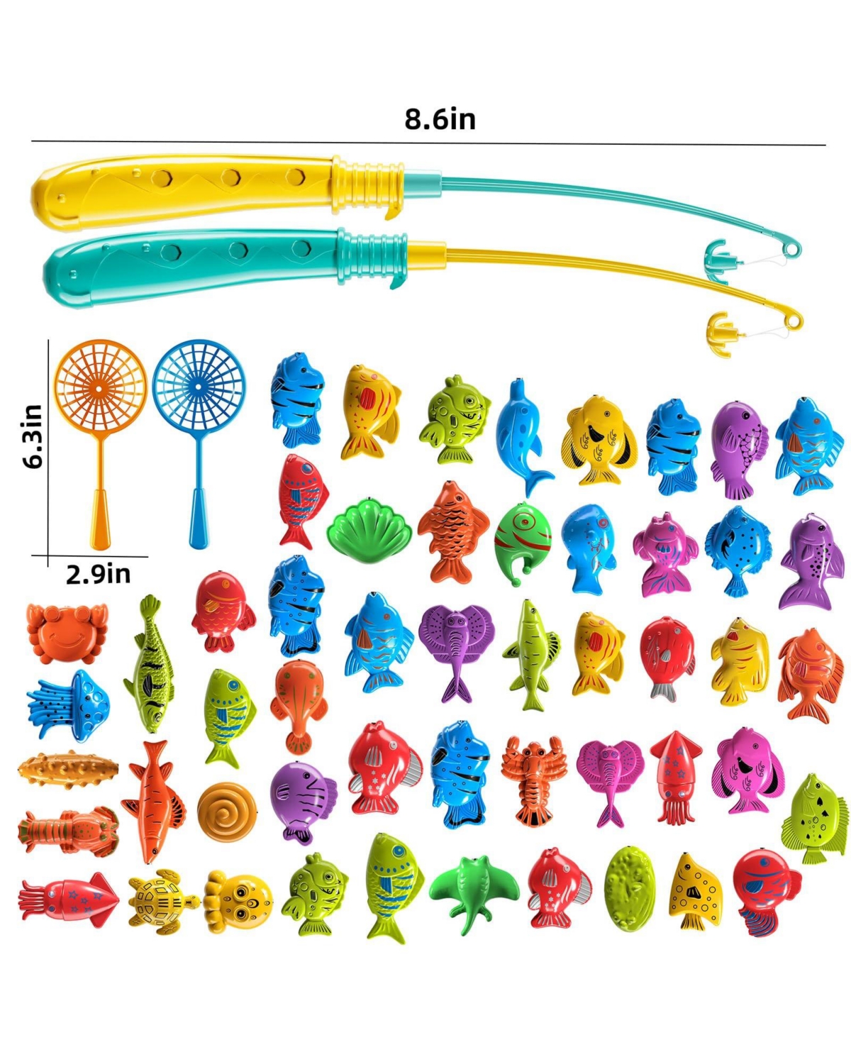 Gnuadz Fishing Game 51 Fish Rod Net Bath Outdoor Party Kids Toy