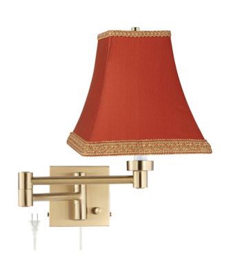 Alta Swing Arm Plug-In Wall Lamp with Square Shade for Bedroom and Living Room