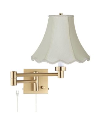 Alta Gold Plug-In Swing Arm Wall Lamp with Creme Shade