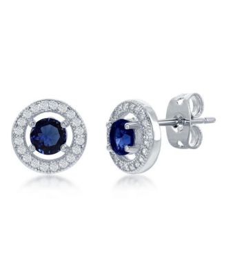 Elegant Round Halo CZ Stud Earrings