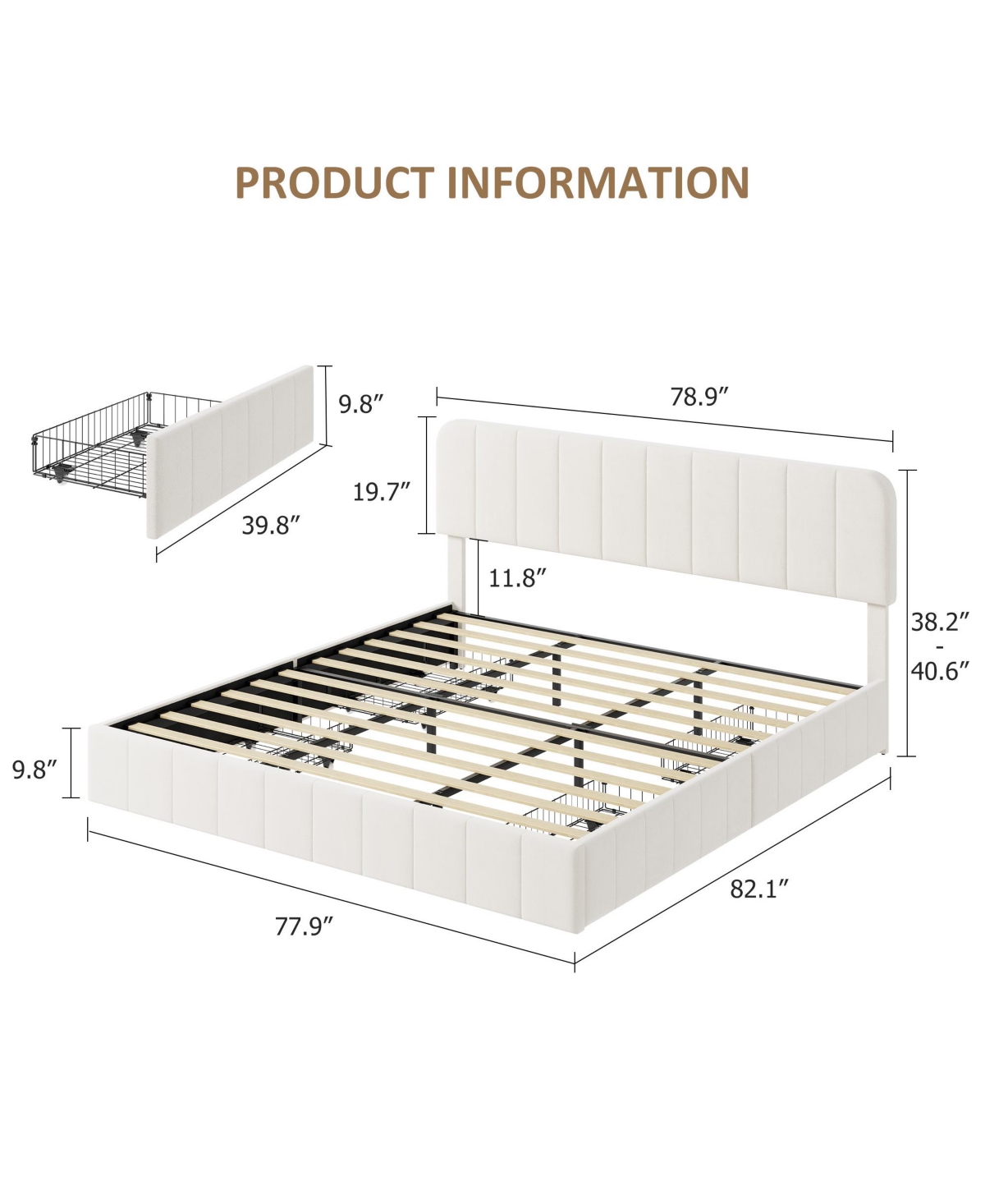 gaomon Velvet Upholstered Platform Bed with 4 Storage Drawers - Adjustable Headboard, No Box Spring Needed