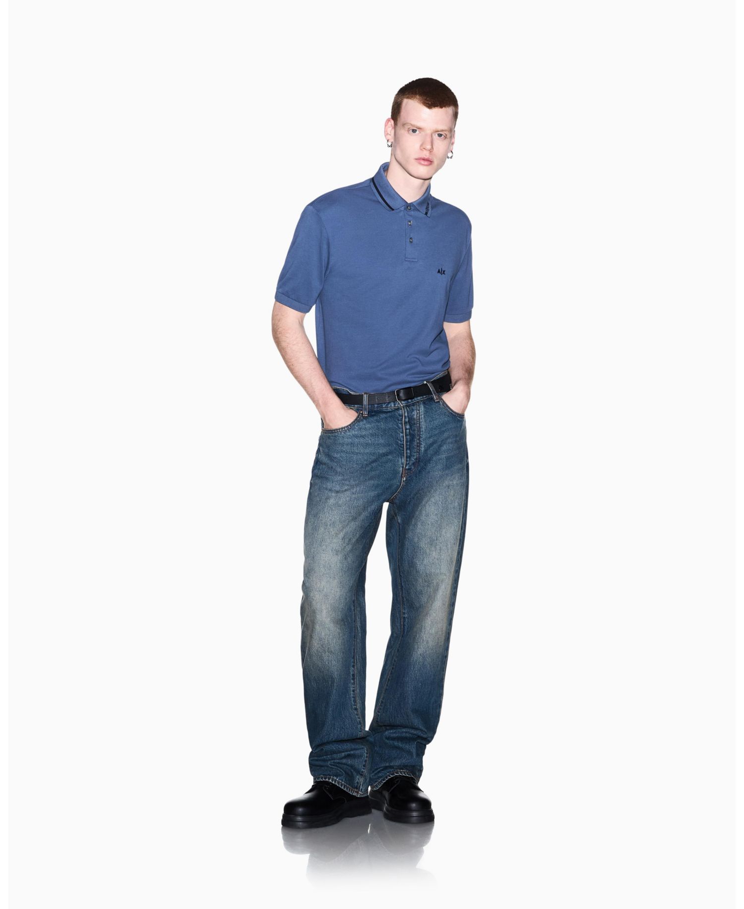 Men's Pique Tipping Wording Polo Shirt