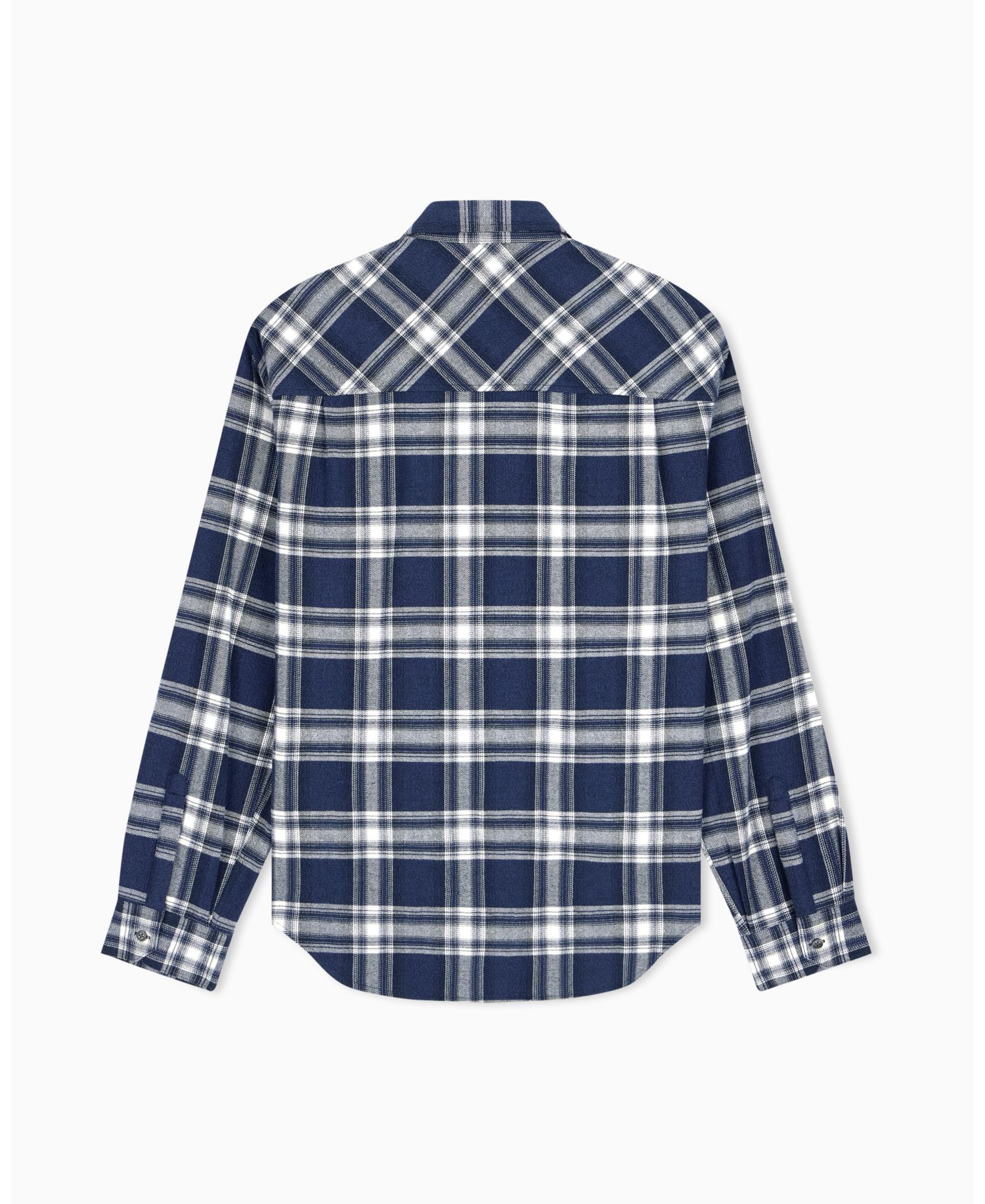 Men's Crossover Plaid Cotton Shirt with Back Graphic