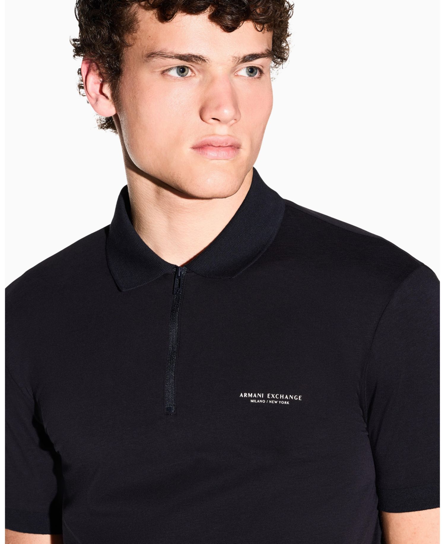 Men's Short Sleeves Zip Cotton Polo Shirt