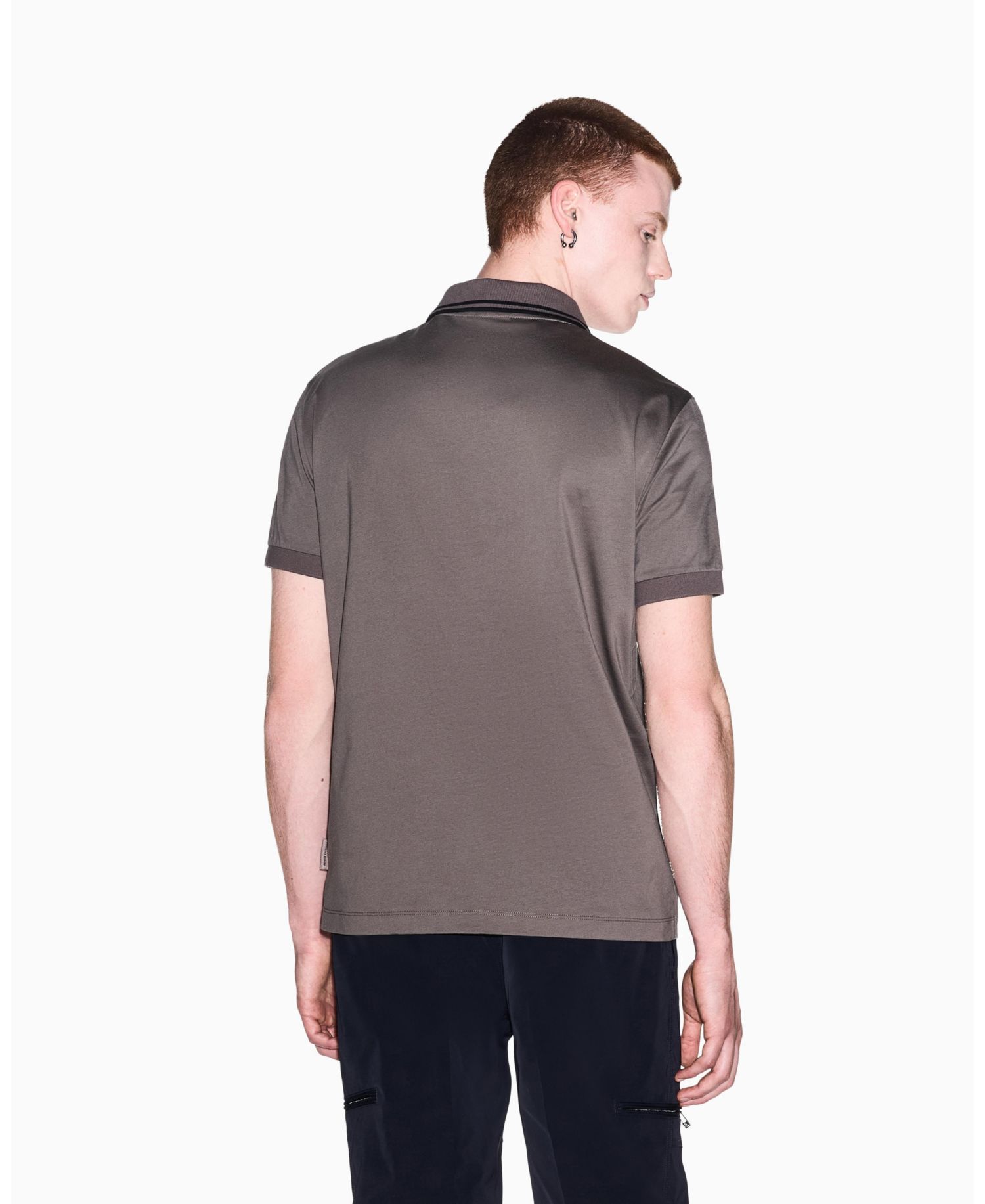 Men's Mercerized Tipping Johnny Collar Polo Shirt