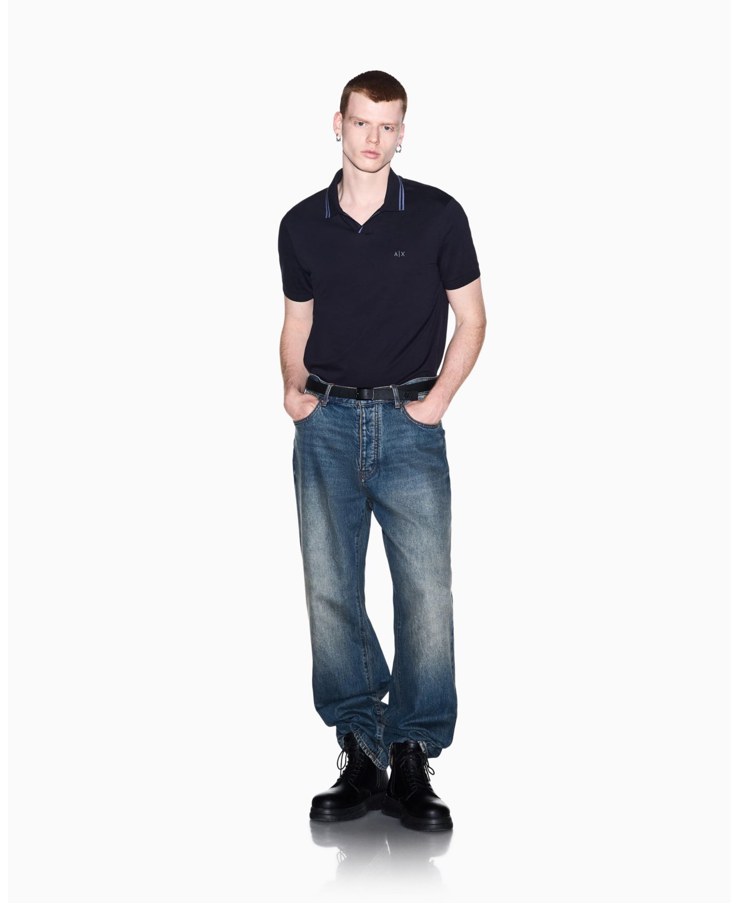 Men's Mercerized Tipping Johnny Collar Polo Shirt